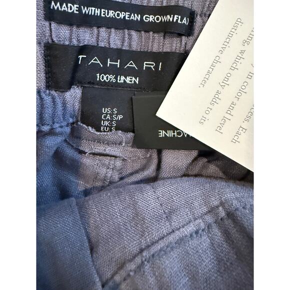 Tahari High Waisted Straight Leg Belted Linen Pants Gray S - Picture 4 of 4